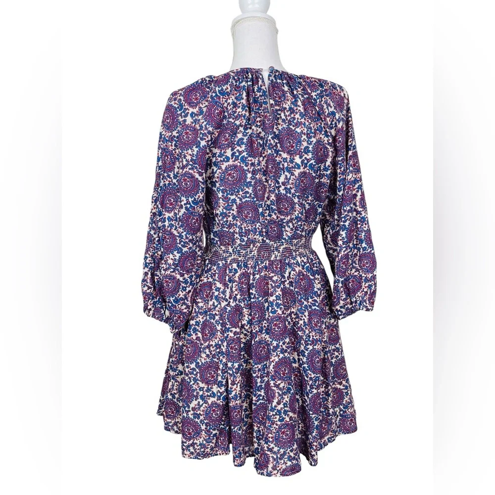 Palermo Smocked Waist Mini Dress in Floral Bouquet Linen Size Small - Picture 4 of 10